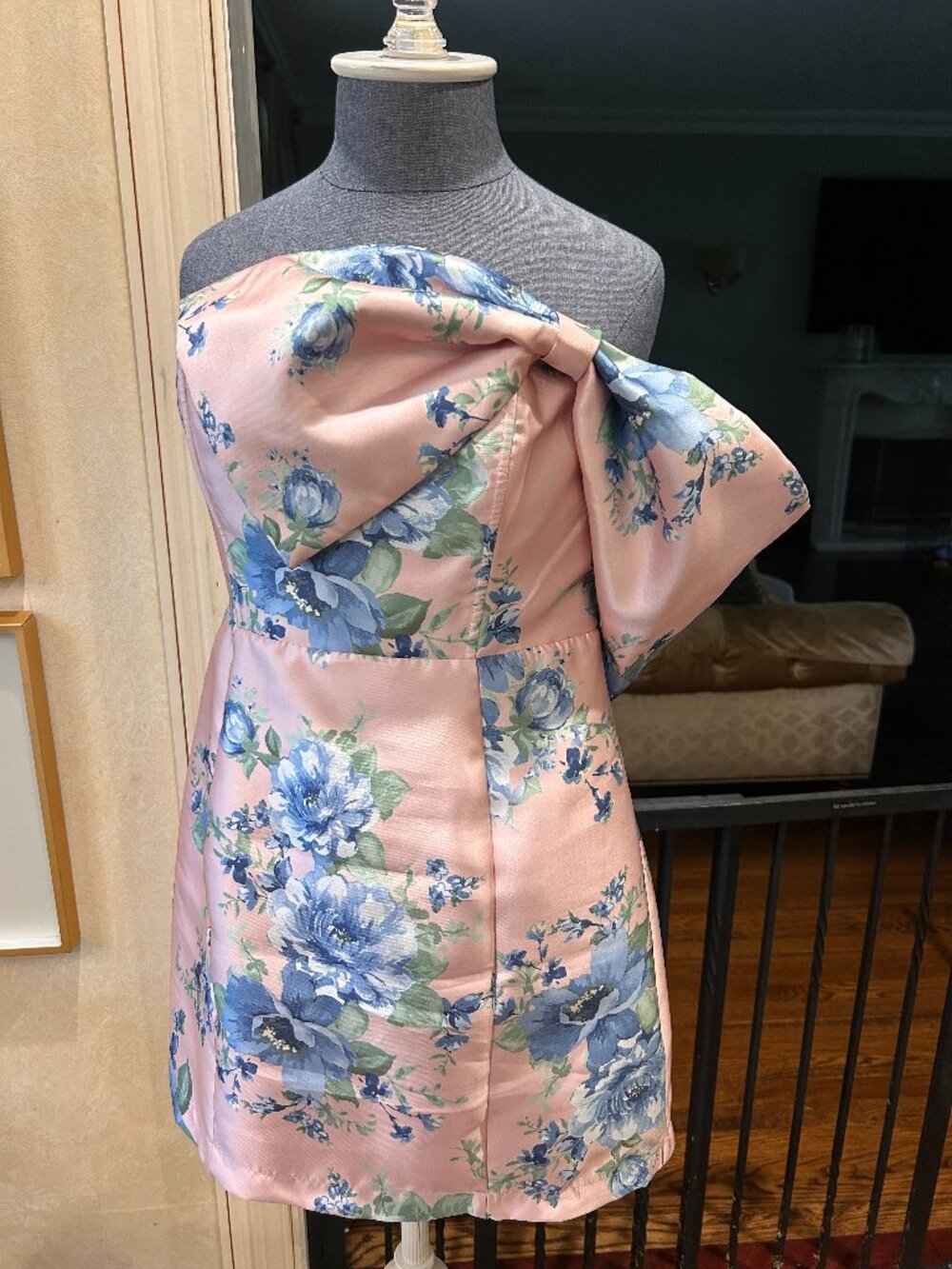 Lulus Pink & Blue Strapless Dress